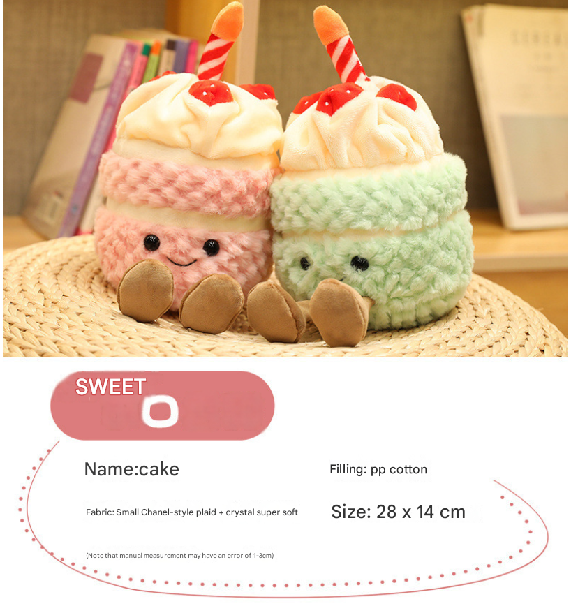 Pink Cute Birthday Cake Plush Toy Strawberry Layered Cake Pillow Birthday Gift - Image 2