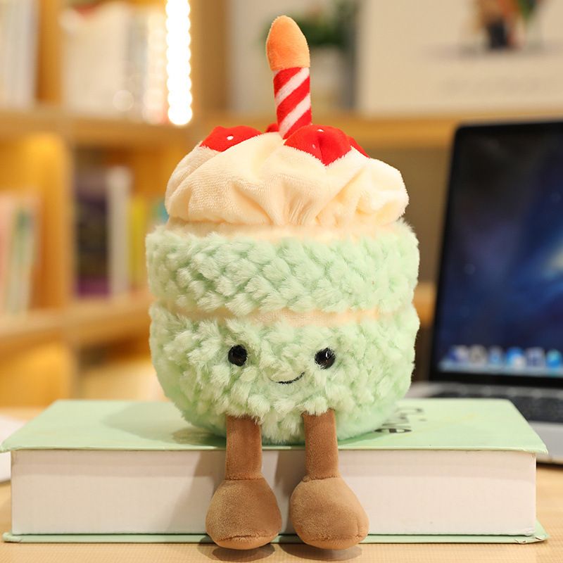Green Cute Birthday Cake Plush Toy Strawberry Layered Cake Pillow Birthday Gift - Image 1