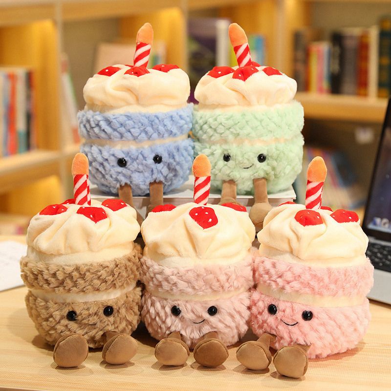Light brown Cute Birthday Cake Plush Toy Strawberry Layered Cake Pillow Birthday Gift - Image 3
