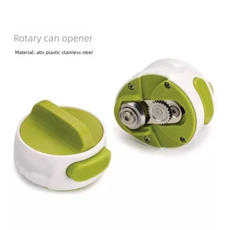 Green Manual Rotary Can Opener - Compact ABS Plastic & Stainless Steel - Smooth Edge Cutting, Easy Twist Operation, Space Saving Kitchen Gadget for Home and Travel - Image 2