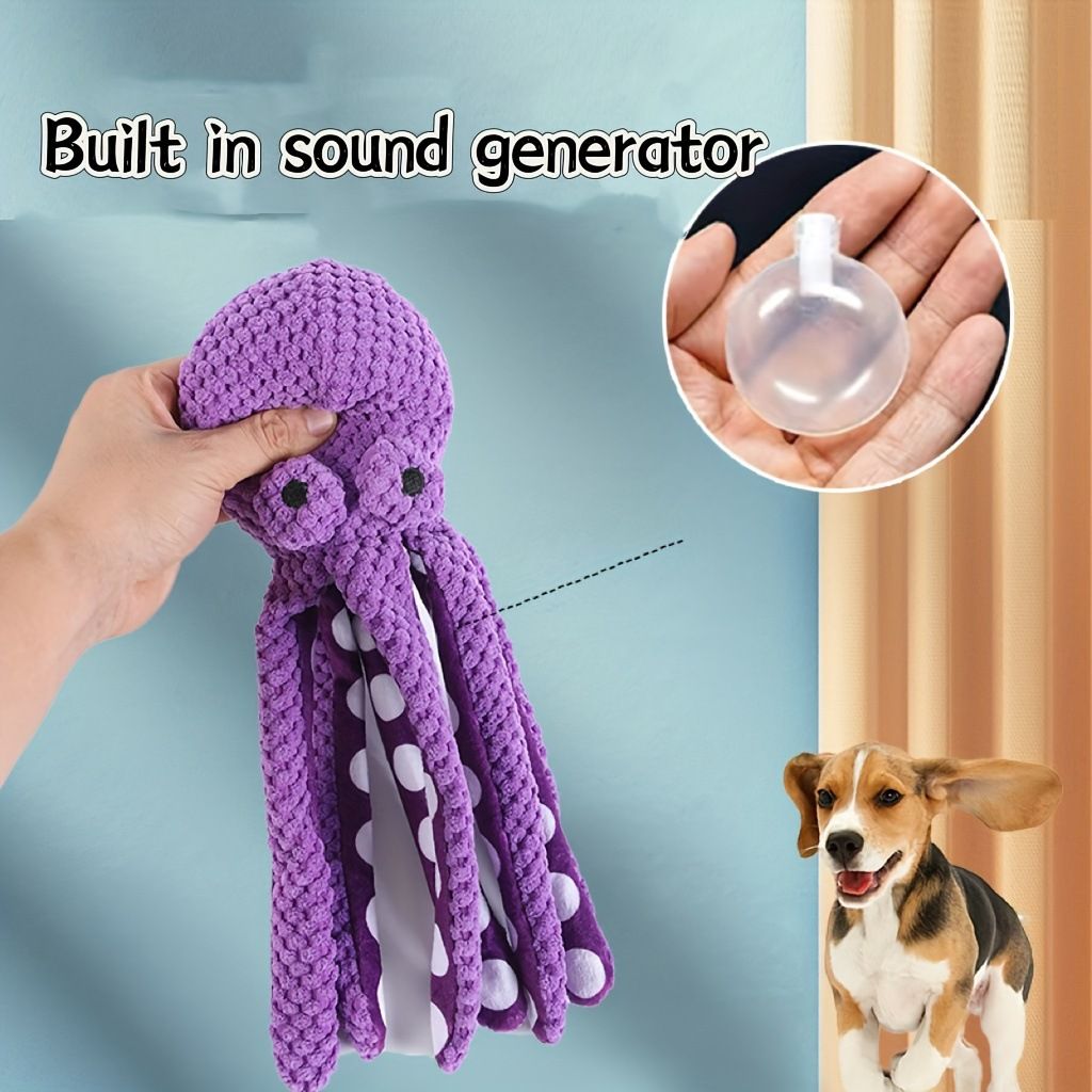 2-Pack Green Plush Octopus Dog Toy with Squeaker - Interactive Chew Toy for Small, Medium & Large Dogs - Durable, Teeth-Cleaning & Boredom-Relief Pet Toy (35cm) - Image 2