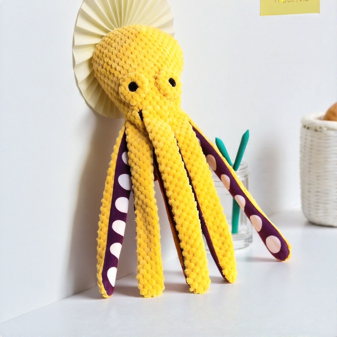 2-Pack Yellow Plush Octopus Dog Toy with Squeaker - Interactive Chew Toy for Small, Medium & Large Dogs - Durable, Teeth-Cleaning & Boredom-Relief Pet Toy (35cm) - Image 1