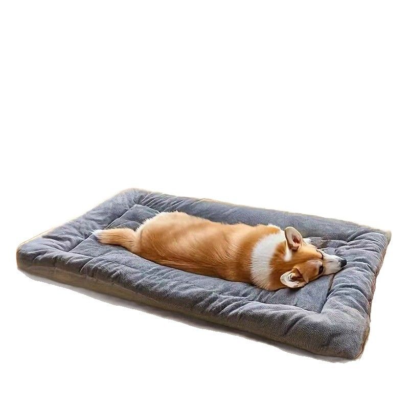 Grey Large Plush Dog Bed - Extra Thick Winter Warmth, Machine Washable & Non-Slip Pet Mat for Large Dogs (120cm) - Image 1