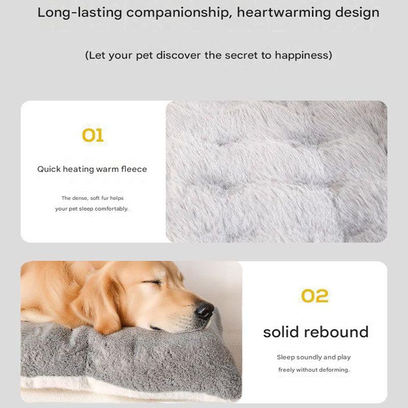 Grey Large Plush Dog Bed - Extra Thick Winter Warmth, Machine Washable & Non-Slip Pet Mat for Large Dogs (120cm) - Image 4