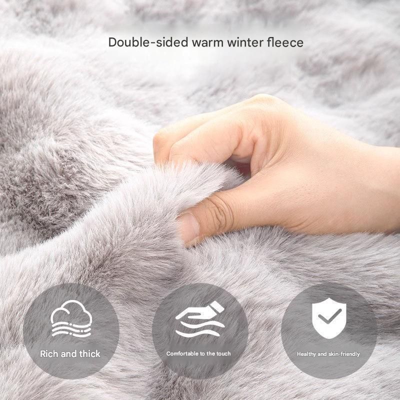 Grey Large Plush Dog Bed - Extra Thick Winter Warmth, Machine Washable & Non-Slip Pet Mat for Large Dogs (60cm) - Image 3