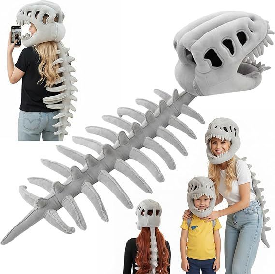 120CM Purple Funny Dinosaur Skeleton Plush Headwear – Quirky Bone Fossil Plushie Hat & Huggable Doll for Party Costumes and Birthday Gifts - Image 2