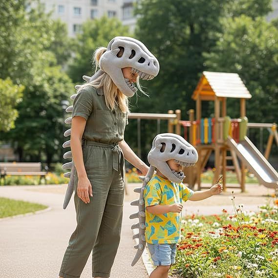 120CM Black Funny Dinosaur Skeleton Plush Headwear – Quirky Bone Fossil Plushie Hat & Huggable Doll for Party Costumes and Birthday Gifts - Image 3