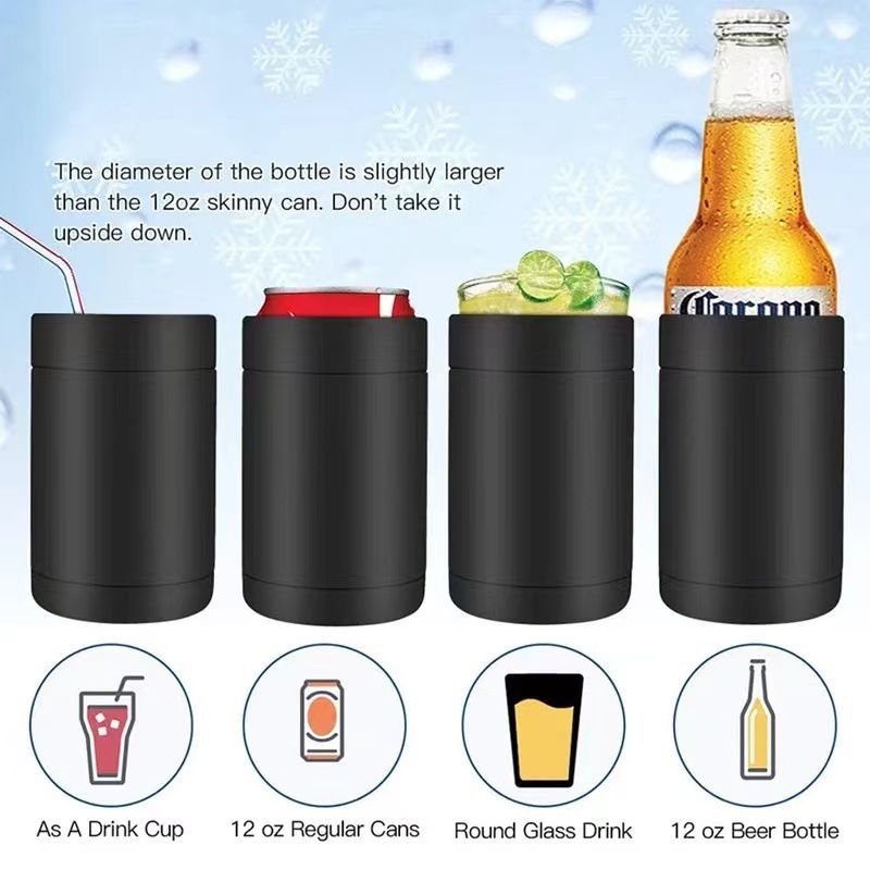 3-in-1 Beer Bottle Insulated Tumbler and Can Cooler with Bottle Opener – Double Wall Stainless Steel Soda Can Insulator & Holder for Car Outdoor Beverage Storage, 12oz Silver - Image 4