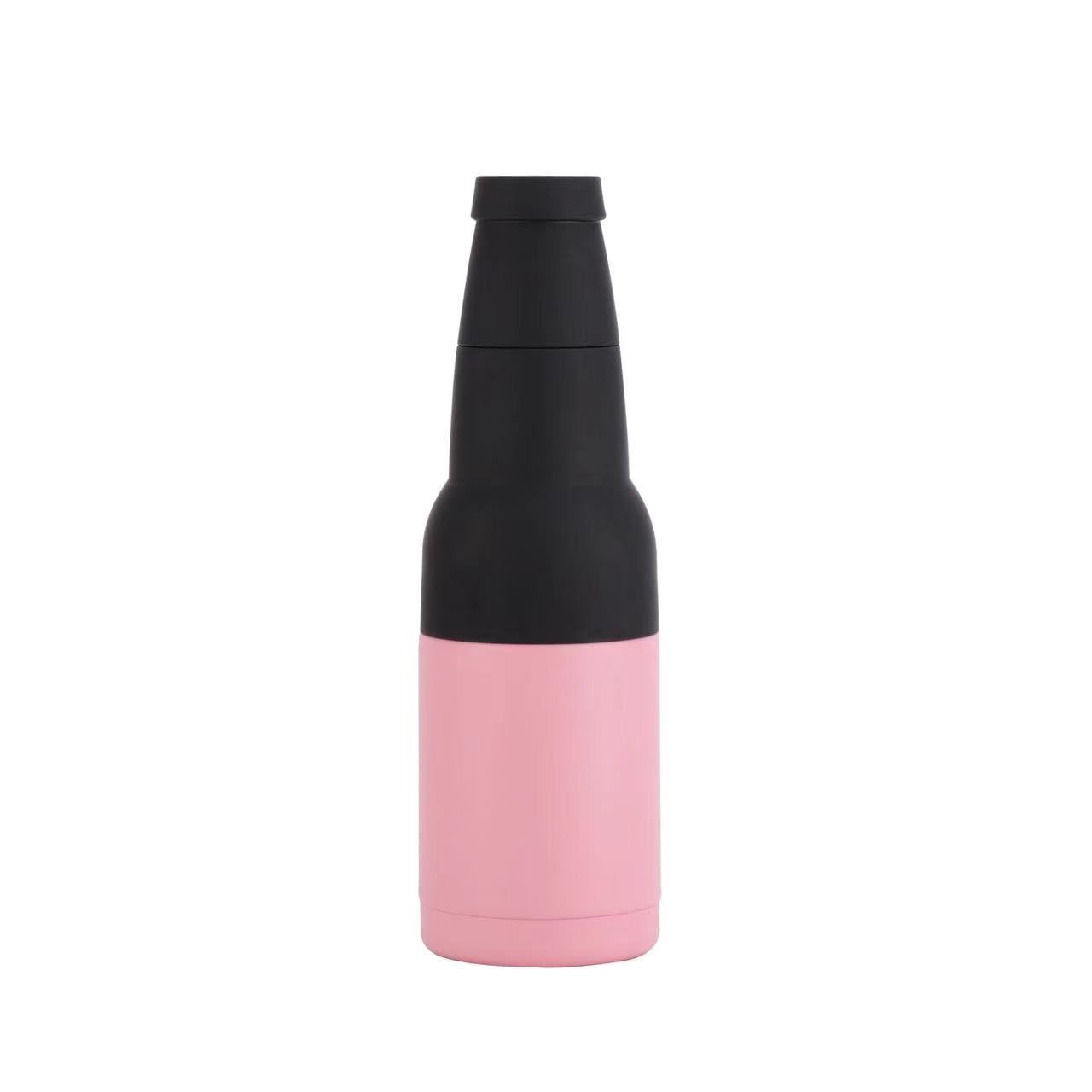 3-in-1 Beer Bottle Insulated Tumbler and Can Cooler with Bottle Opener – Double Wall Stainless Steel Soda Can Insulator & Holder for Car Outdoor Beverage Storage, 12oz Pink - Image 1