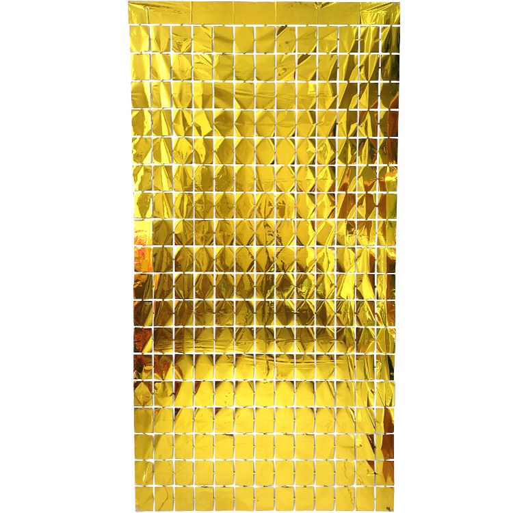 Gold 3D Shimmer Foil Fringe Square Cube Curtain (2 PCS) – 1m x 2m Self-Adhesive Metallic Backdrop for Birthdays, Weddings, and Party Wall Decor - Image 3