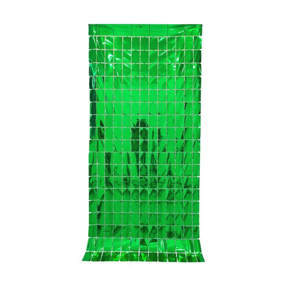 Green 3D Shimmer Foil Fringe Square Cube Curtain (2 PCS) – 1m x 2m Self-Adhesive Metallic Backdrop for Birthdays, Weddings, and Party Wall Decor - Image 3