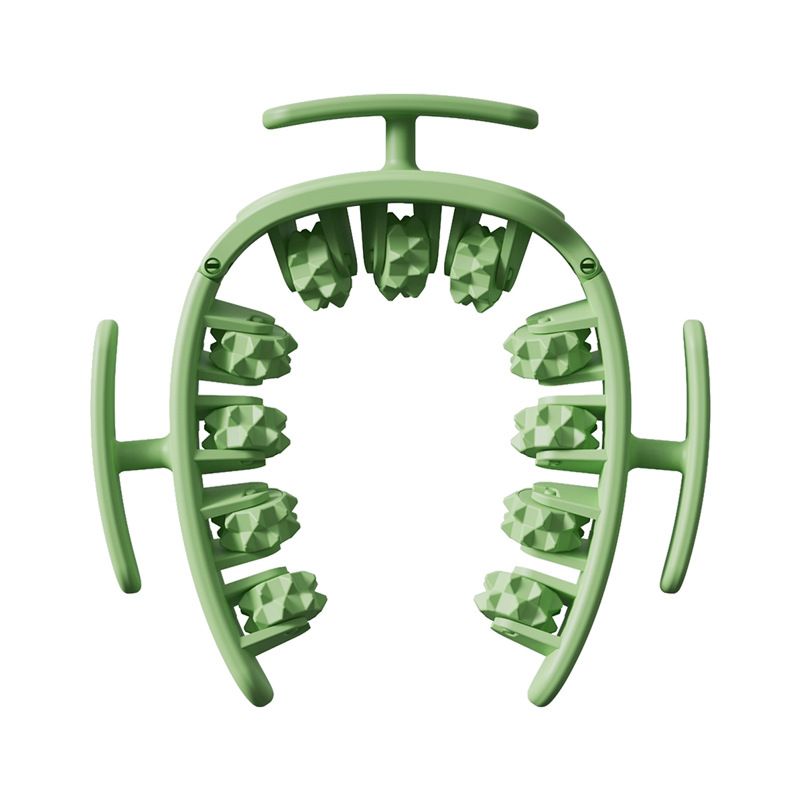 Green Multifunctional Ring Massage Roller with Detachable Handles - Dual Row 11 Wheel Manual Massager for Full Body Muscle Relief, 180 Degree Flexible Adjustable Width - Image 1