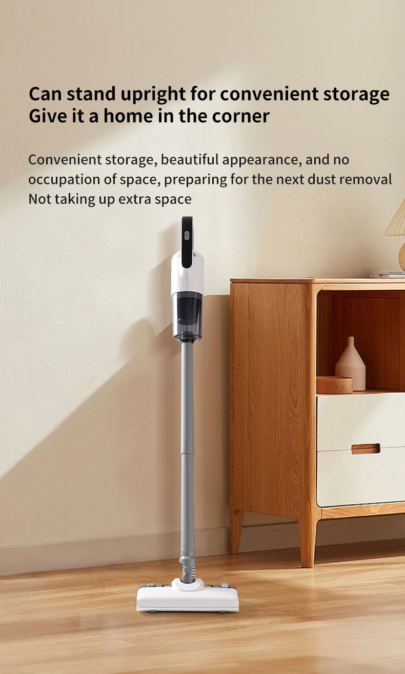 White Wireless Stick Vacuum and Stereoscopic Mop with 2 Filters, Swivel Brush Head and 106cm Handled Pole - One Click Operation, 19KPA Super Suction, 300ML Detachable Water Tank, 600ML Dust Cup for Floor Blind Spot and Wet Dry Dual Use - Image 8