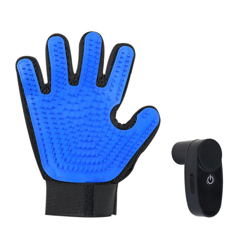 Black Blue Pet Grooming Spray Glove with Black Detachable Typec Mister - TPR Soft Deshedding & Massage Brush Glove for Cats and Dogs, Anti Static Spray to Reduce Flying Fur and Easy to Clean - Image 1