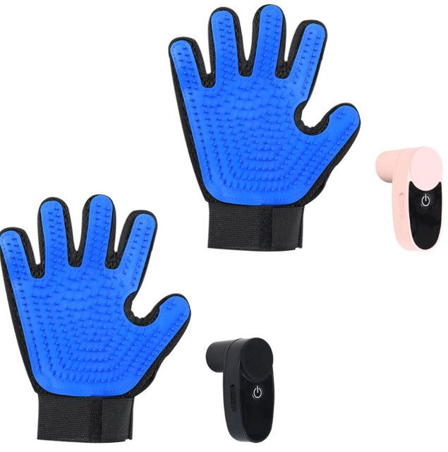 2PCS Black Blue Pet Grooming Spray Glove with Pink & Black Detachable Typec Mister - TPR Soft Deshedding & Massage Brush Glove for Cats and Dogs, Anti Static Spray to Reduce Flying Fur and Easy to Clean - Image 1