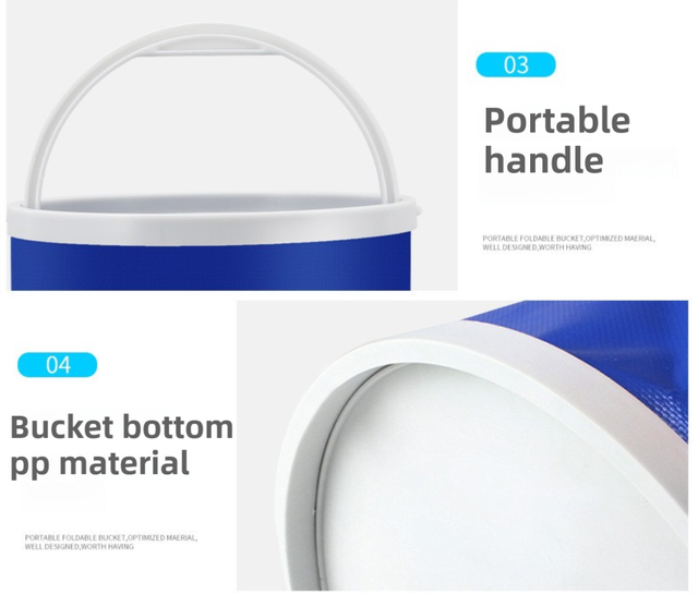 11L Foldable Oxford Fabric Car Wash Bucket with EVA Waterproof Lining & Zipper Carry Bag - Self Standing Structure, Portable Water Container for Car Cleaning and Outdoor Travel - Image 6