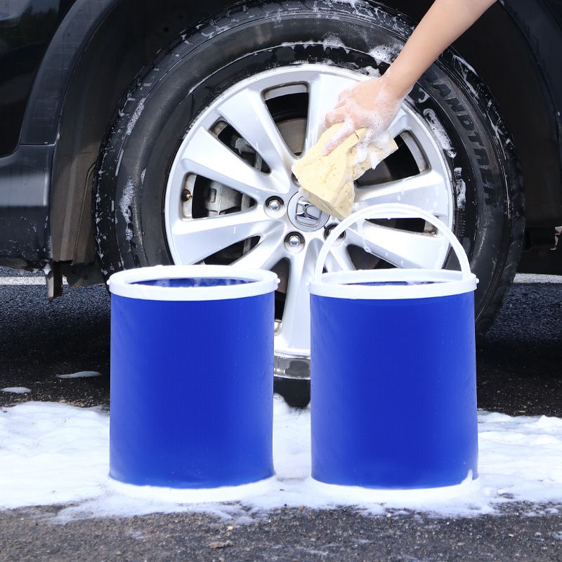 11L Foldable Oxford Fabric Car Wash Bucket with EVA Waterproof Lining & Zipper Carry Bag - Self Standing Structure, Portable Water Container for Car Cleaning and Outdoor Travel - Image 7