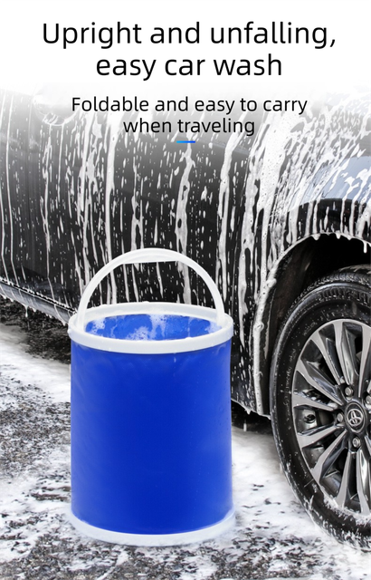 20L Foldable Oxford Fabric Car Wash Bucket with EVA Waterproof Lining & Zipper Carry Bag - Self Standing Structure, Portable Water Container for Car Cleaning and Outdoor Travel - Image 3