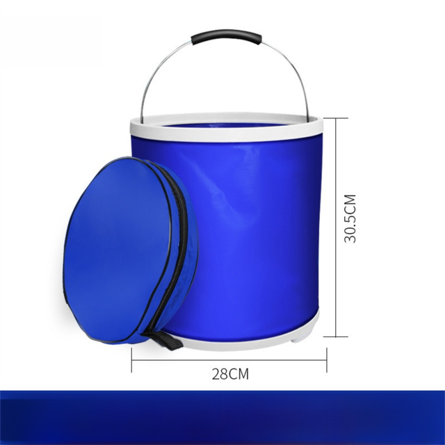 Blue Microfiber Car Cleaning Towel (35 x 75 CM) and 20L Foldable Self Standing Water Bucket (Include Zipper Bag) Combo Set - Super Absorbent and Scratch Free for Car Detailing Drying and Home Cleaning - Image 2