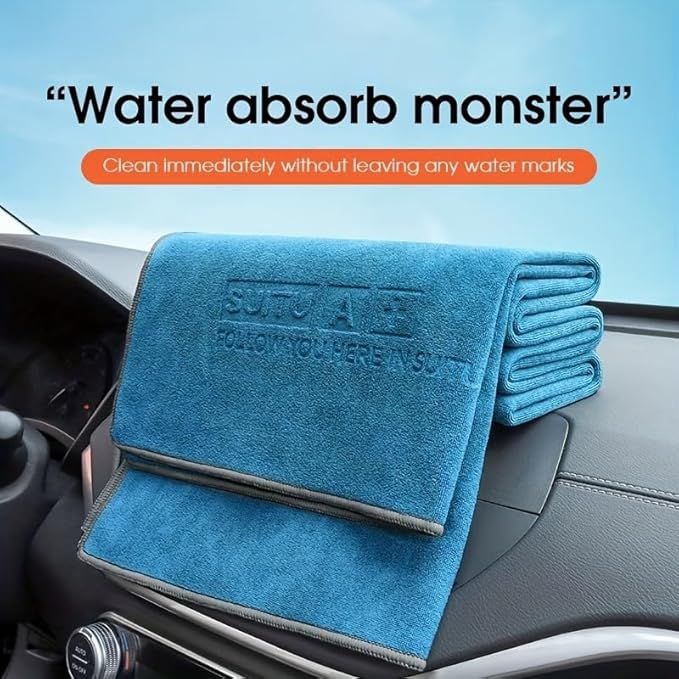 Blue Microfiber Car Cleaning Towel (60 x 160 CM) and 20L Foldable Self Standing Water Bucket (Include Zipper Bag) Combo Set - Super Absorbent and Scratch Free for Car Detailing Drying and Home Cleaning - Image 6