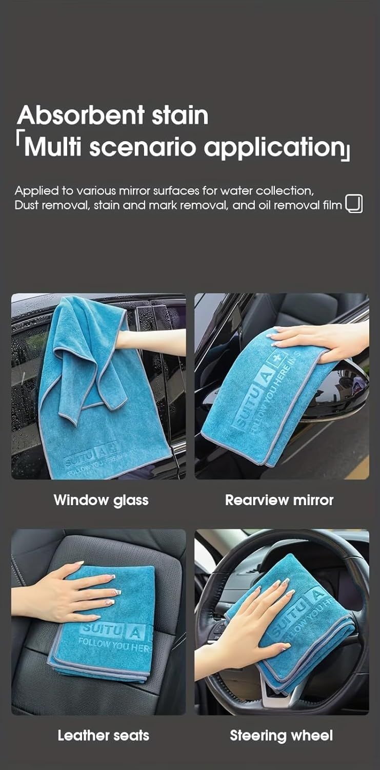 Blue Microfiber Car Cleaning Towel (60 x 160 CM) and 20L Foldable Self Standing Water Bucket (Include Zipper Bag) Combo Set - Super Absorbent and Scratch Free for Car Detailing Drying and Home Cleaning - Image 8