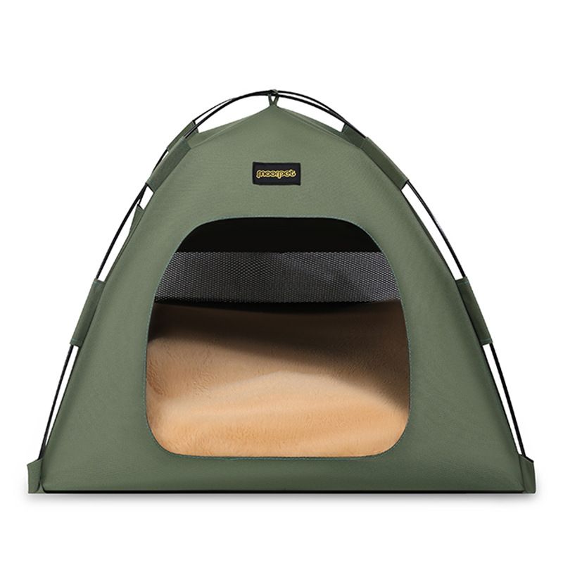 Green All-Weather Portable Pet Tent with Dual-Sided Cushion & Insect-Proof Mesh – S Size 40 x 40 x 35 cm, Waterproof & Sun-Proof Outdoor Four Corner Dome Kennel for Dogs & Cats Travel Camping - Image 1