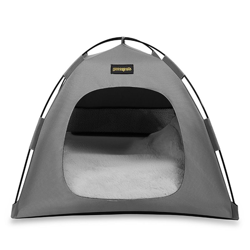 Grey All-Weather Portable Pet Tent with Dual-Sided Cushion & Insect-Proof Mesh – S Size 40 x 40 x 35 cm, Waterproof & Sun-Proof Outdoor Four Corner Dome Kennel for Dogs & Cats Travel Camping - Image 1