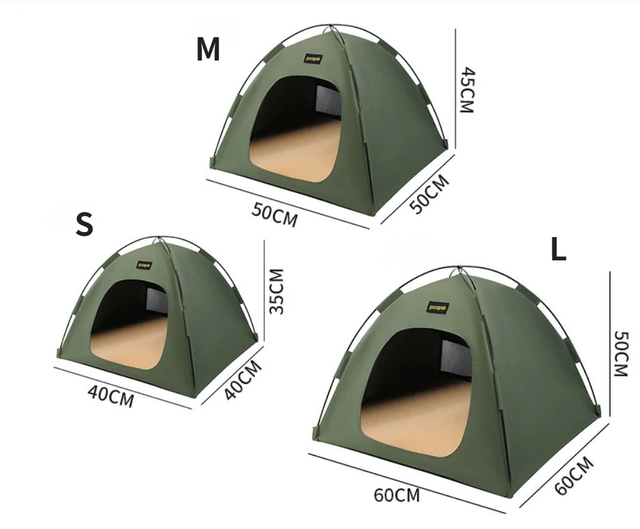 Khaki All-Weather Portable Pet Tent with Dual-Sided Cushion & Insect-Proof Mesh – S Size 40 x 40 x 35 cm, Waterproof & Sun-Proof Outdoor Four Corner Dome Kennel for Dogs & Cats Travel Camping - Image 2