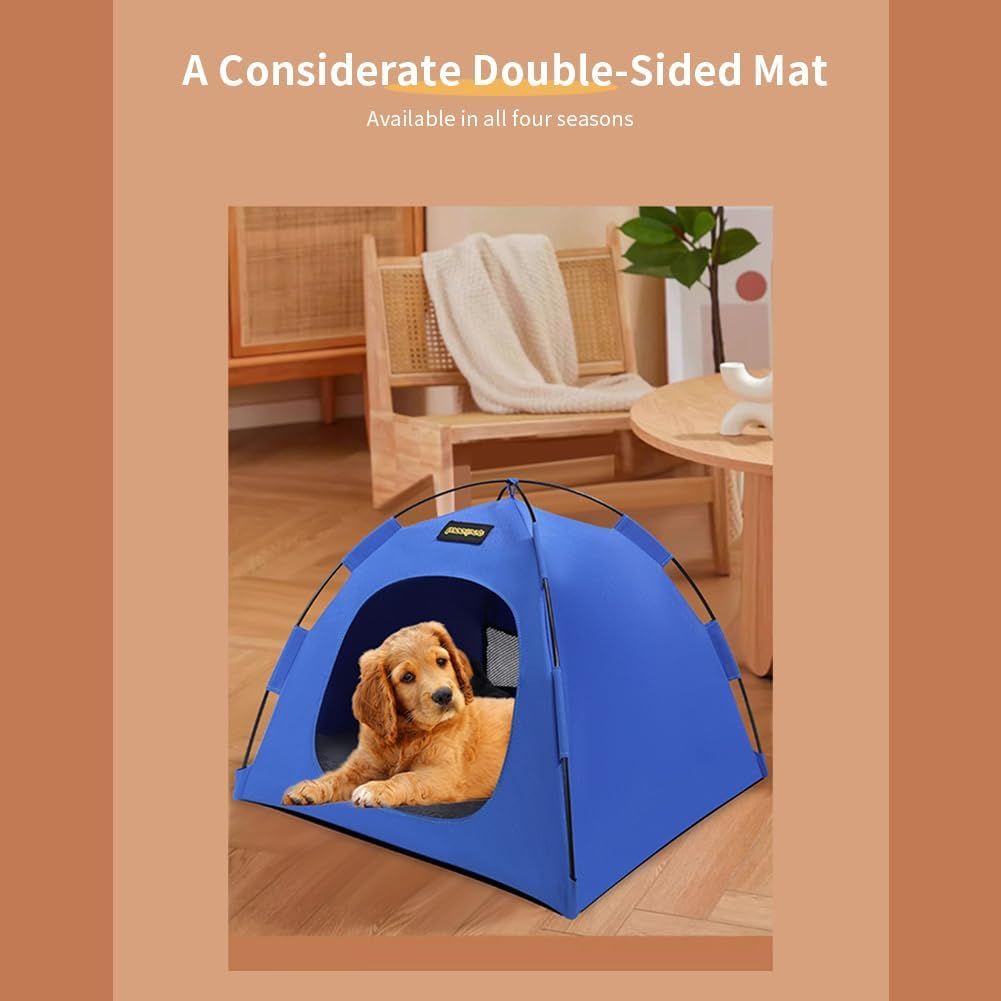 Khaki All-Weather Portable Pet Tent with Dual-Sided Cushion & Insect-Proof Mesh – M Size 50 x 50 x 45 cm, Waterproof & Sun-Proof Outdoor Four Corner Dome Kennel for Dogs & Cats Travel Camping - Image 7