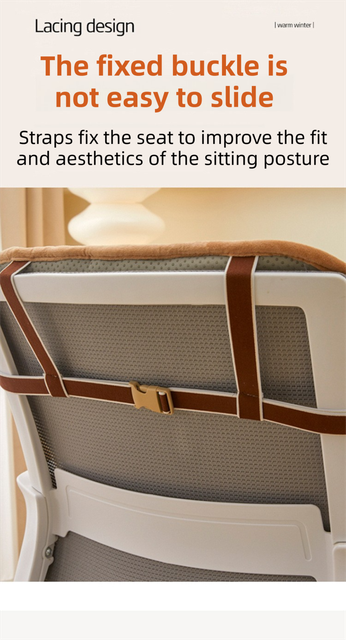 Brown Premium Quilted Plush Integrated Seat Cushion & Backrest – Thickened Lumbar Support Pad with Detachable Armrests, Secure Buckle and Washable Cover for Office Chair Long Sitting - Image 4