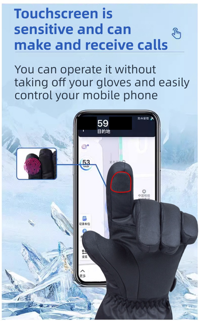 Winter 3 Level Intelligent Heated Gloves with Touchscreen Fingertip - Waterproof Thermal Gloves for Skiing & Outdoor Sports, 360° All-Finger + Hand's Back Large Heating Coverage (Battery Operated) - Image 2