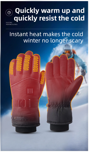 Winter 3 Level Intelligent Heated Gloves with Touchscreen Fingertip - Waterproof Thermal Gloves for Skiing & Outdoor Sports, 360° All-Finger + Hand's Back Large Heating Coverage (Battery Operated) - Image 4