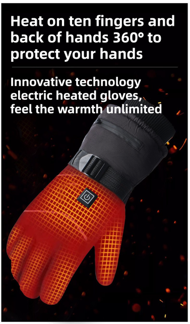 Winter 3 Level Intelligent Heated Gloves with Touchscreen Fingertip & Protective Shell - Waterproof Thermal Gloves for Skiing & Outdoor Sports, 360° All-Finger + Hand's Back Large Heating Coverage (Battery Operated) - Image 3