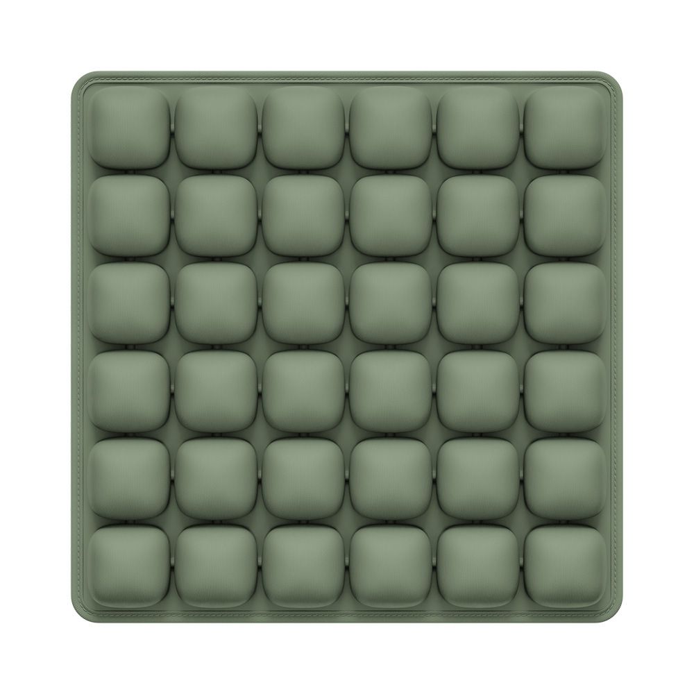 Dark Green Portable 3D Aircell Travel Inflatable Seat Cushion with Built-in Pump – 36 Airbags Ergonomic Pressure Relief Pad with Lycra Cover & Non-Slip Base for Office Car Flight Long Sitting - Image 1
