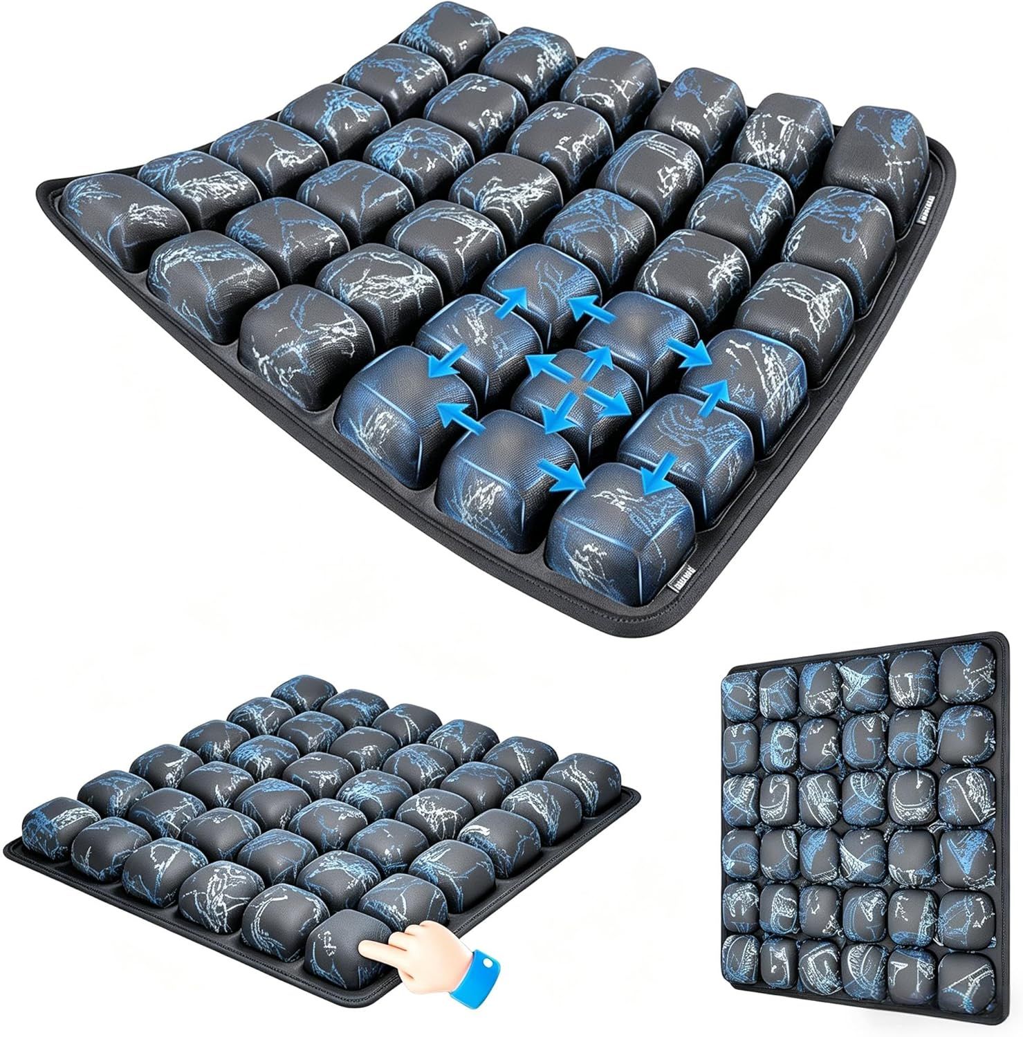Graffiti Portable 3D Aircell Travel Inflatable Seat Cushion with Built-in Pump – 36 Airbags Ergonomic Pressure Relief Pad with Lycra Cover & Non-Slip Base for Office Car Flight Long Sitting - Image 1