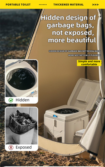 Portable Travel Toilet with Integrated Dual Storage Wings & Odor-Proof Lid – Ergonomic Reusable Foldable Commode with 12.7cm Folding Height for Car Travel & Outdoor Use (Black Green) - Image 5