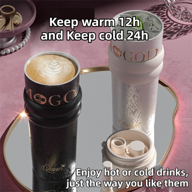 710ML Silver Luxury Gradient Textured Aurora Starry Night Insulated Travel Mug (Bow Pendant Gift Box) – Ceramic Liner Car Coffee Tumbler with Pop-Up Straw Dual Lid, Sinking Tea Infuser Ball and Cup Sleeve - Image 4
