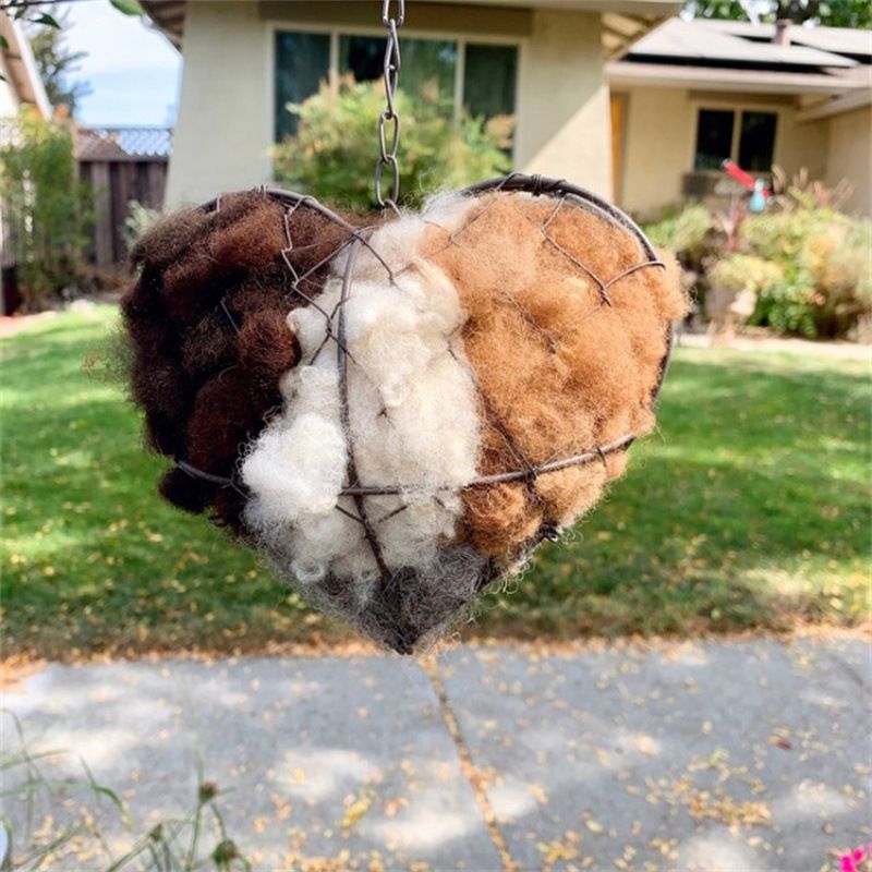 Bird Heart-Shaped Nest with Hanging Metal Frame - Outdoor Garden Decor & Wild Bird Support -  Unique Yard Art for Backyard Sanctuaries and Nature Lover Gifts - Image 1