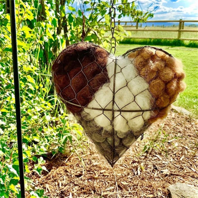 Bird Heart-Shaped Nest with Hanging Metal Frame - Outdoor Garden Decor & Wild Bird Support -  Unique Yard Art for Backyard Sanctuaries and Nature Lover Gifts - Image 3