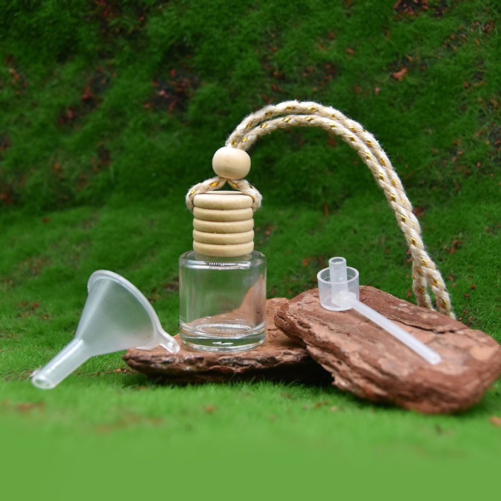 3 Set of Empty Car Diffuser Bottles with Long-Nozzle Sprayer and Funnel – 8ml Hanging Glass Perfume Pendant for Essential Oils and Fragrances - Image 1