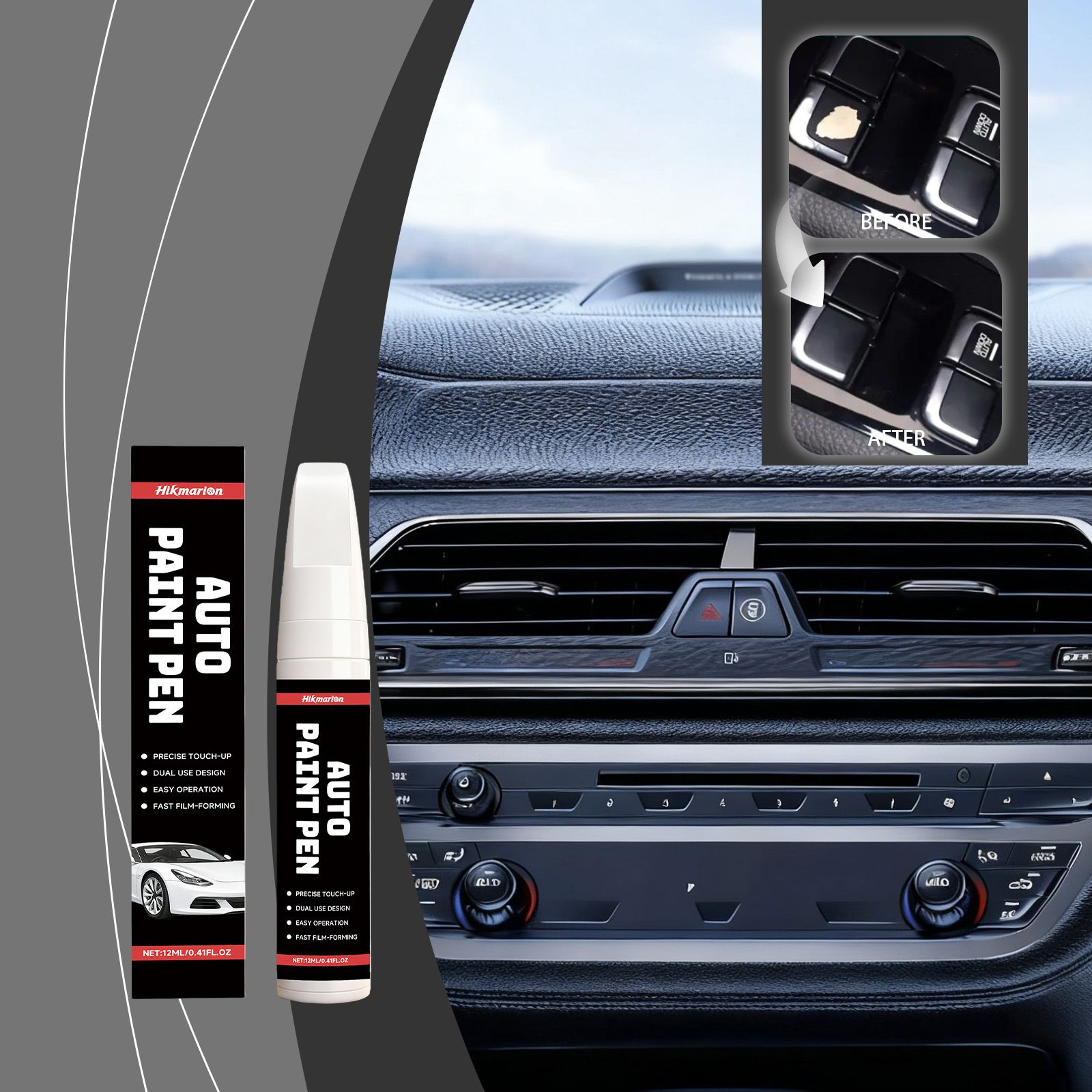 3-Pack Car Interior Paint Touch-Up Pen – Quick Color Restoration Scratch Repair Fixer for Automotive Leather Plastic, Central Control Button and Dashboard - Image 1