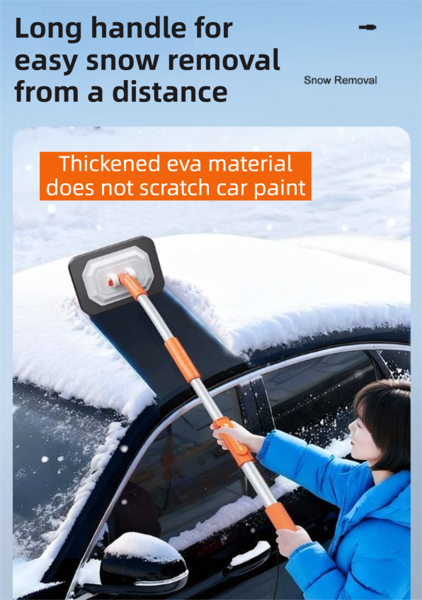 Orange 21° Curved Car Wash Mop and Snow Scraper with 180° Rotating Detachable Pole & 2 x Extra Large Microfiber Brush Cover – 2 Section Telescopic (58–101.5 CM) Aluminum Alloy Cleaning Brush for Vehicle and Home Care - Image 3