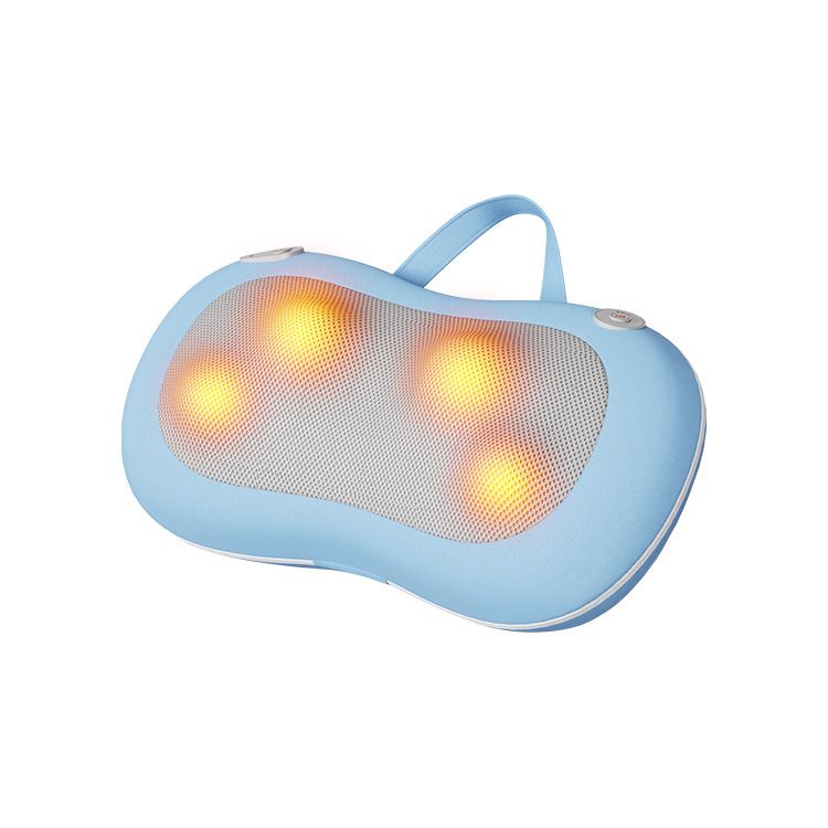 Blue Wireless Rechargeable Cervical & Lumbar Massager Pillow with 4 High/Low Massage Points, 42°C Constant Heat, 3 Speeds and Adjustable Strap – Multifunctional Shiatsu Back Massage Cushion for Neck Waist Shoulder Relief - Image 1