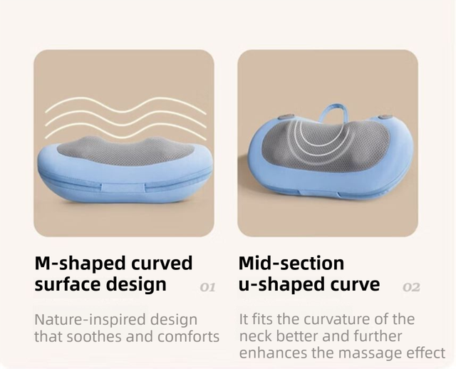 Blue Wireless Rechargeable Cervical & Lumbar Massager Pillow with 4 High/Low Massage Points, 42°C Constant Heat, 3 Speeds and Adjustable Strap – Multifunctional Shiatsu Back Massage Cushion for Neck Waist Shoulder Relief - Image 7