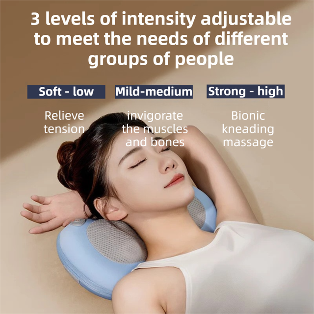 Grey Wireless Rechargeable Cervical & Lumbar Massager Pillow with 4 High/Low Massage Points, 42°C Constant Heat, 3 Speeds and Adjustable Strap – Multifunctional Shiatsu Back Massage Cushion for Neck Waist Shoulder Relief - Image 3