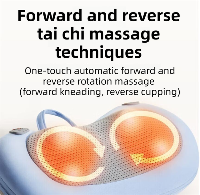 Grey Wireless Rechargeable Cervical & Lumbar Massager Pillow with 4 High/Low Massage Points, 42°C Constant Heat, 3 Speeds and Adjustable Strap – Multifunctional Shiatsu Back Massage Cushion for Neck Waist Shoulder Relief - Image 6