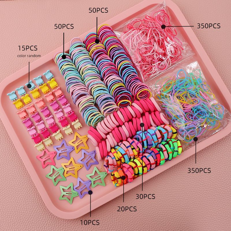 780-Piece Cute Hair Accessories Gift Set with Elastic Rubber Bands & Hair Clips Organizer Box - Perfect Gift for Girls - Image 4