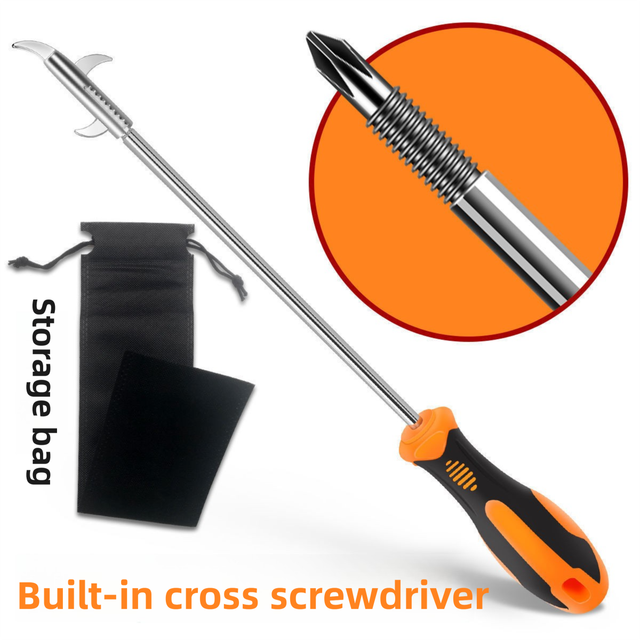 Multifunctional Car Tire Stone Remover Hook with Storage Bag, Zinc Alloy 4-Head Pick & Tire Brush – 28cm Stainless Steel Cleaning Tool Built-In Screwdriver and Emergency Window Breaker - Image 1