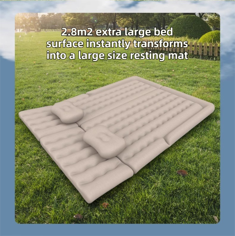 Black Multi-Chamber Car Inflatable Air Mattress with Electric Pump, Storage Bag & Pillows for Universal Trunk Sleeping and Camping (174 x 126 CM) - Image 3