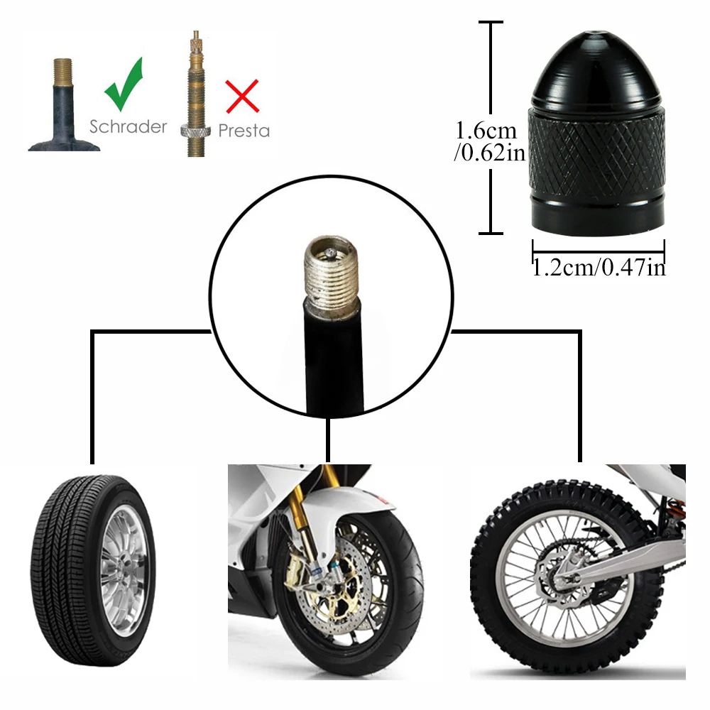 4-Pack Black Aluminum Car Tyre Valve Stem Caps – Heavy Duty Dustproof Air Valve Covers with Internal Anti-Seize Plastic Lining for Cars SUVs Trucks - Image 3
